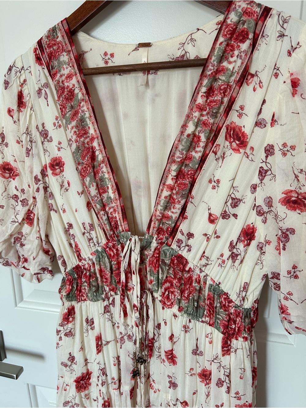 Free People Lysette Ivory Floral Maxi Dress Tea Combo Print Rose Sz S - Picture 11 of 16